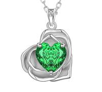 Aurora Tears Love Heart Rose Necklaces 9 25 Sterling Silver Pendant Necklace with Rose Cut CZ Birthstone Jewelry for Women DP0393G