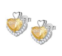 Aurora Tears Love Heart Stud Earrings with Rose Cut November Birthstone Silver Plated Earring Elegant Silver Posts Jewelry for Women CE0002N