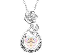 Aurora Tears Love Rose April Birthstone Necklaces 9 25 Sterling Silver Flower Pendant Necklace with Rose Cut CZ Birthstone Jewelry for Women DP0396W