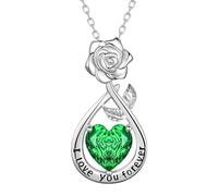 Aurora Tears Love Rose May Birthstone Necklaces 9 25 Sterling Silver Flower Pendant Necklace with Rose Cut CZ Birthstone Jewelry for Women DP0396G