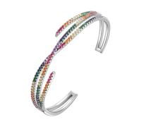 Aurora Tears Luxury Rainbow Crystal Adjustable Bangle Bracelet AA Cubic Zirconia Multi-Color Fashion Jewelry for Women CB0001W