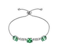 Aurora Tears May Birthstone Adjustable Bracelets 925 Sterling Sliver Birthstone Bracelet Charm Birth Stone Jewelry Gifts for Women and Girls DB0112G