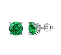 Aurora Tears May Birthstone Stud Earrings Sliver Plated Green Emerald Birthstone Earring Birth Stone Jewelry Gifts for Women and Men DE0214G-T