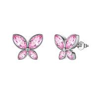 Aurora Tears Pink Butterfly Studs Earrings Women 925 Sterling Silver Animal Butterflies October Birthstone Tourmaline Earring Stud Crystal Wedding Birthday Jewelry DE0229O