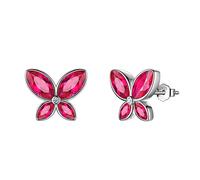 Aurora Tears Red Butterfly Studs Earrings Women 925 Sterling Silver Animal Butterflies Ruby Birthstone July Earring Stud Crystal Wedding Birthday Jewelry DE0229R