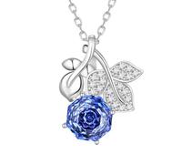 Aurora Tears Rose December Birthstone Necklaces 9 25 Sterling Silver Flower Pendant Necklace with Rose Cut CZ Birthstone Jewelry for Women DP0389D