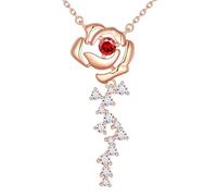 Aurora Tears Rose Flower Necklace 9 25 Sterling Silver Elegant Rose Gold Pendant White Red Zircon CZ Jewelry for Women DP0387R