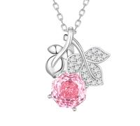 Aurora Tears Rose October Birthstone Necklaces 9 25 Sterling Silver Flower Pendant Necklace with Rose Cut CZ Birthstone Jewelry for Women DP0389O