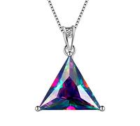 Aurora Tears Triangle Necklaces Mystic Rainbow Topaz Sliver Plated Geometric Minimalist Pendant Necklace Jewelry for Men and Women DP0276T-T