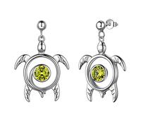 Aurora Tears Turtle Stud Earrings 925 Sterling Sliver Animals Earring Peridot August Birthstone Jewellery Gifts with Cubic Zirconia for Women DE0246A