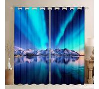 Aurora Theme Window Curtains for Bedroom Living Room Kids Teens Aurora Borealis Northern Lights Curtains Decor Nature Astronomical Landscape Window Drapes Treatments W46*L54