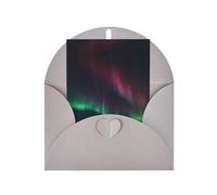 Aurora under the night light patterned Gray party invitation, vertical greeting card, suitable for anniversary