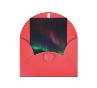 Aurora under the night light patterned Red party invitation, vertical greeting card, suitable for anniversary