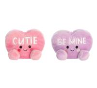 Aurora Valentine Candy Heart Palm Pals 5" Plush 2 Pc Bundle, Be Mine and Cutie