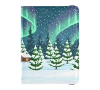 Aurora Winter Landscape Leather Passport Holder for Travel Large Capacity Money Holder for Women Trip Document