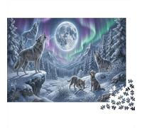 Aurora Wolf Classic 1000 Pc Rigid Cardboard Jigsaw Polar Moonlit Night Seniors Brain Training Rainy Day Fun Must-Have for Puzzlers 70x50cm/1000pcs
