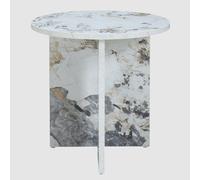 aurora wooden round side table in pandora marble effect