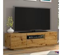 aurora wooden tv stand with 3 doors in artisan oak and led