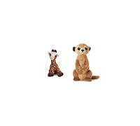 AURORA World 19265 Destination Nation Giraffe Plush Toy (Brown/Orange/Peach) & 12170, Mini Flopsie Meerkat, 8In, Soft Toy, Brown, 8-Inch