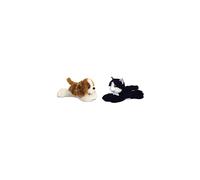 AURORA World, 31712, Mini Flopsies Charles The Spaniel Dog, 8In, Soft Toy, Brown and White & 8-inch Flopsie Cat (Black/White)