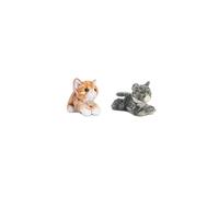 Aurora World 60467 MiYoni Tots Tabby Cat Plush Toy (Orange) & 31713, Mini Flopsies Lily The Grey Tabby, 8In, Soft Toy