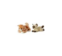 AURORA World 60467 MiYoni Tots Tabby Cat Plush Toy (Orange) & MiYoni 8-inch Siamese Soft Toy 10814 Brown and Beige