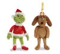 Aurora World Plush Bundle of 2, 18" Grinch Santa, & 18" Max with Antler, Multicolor