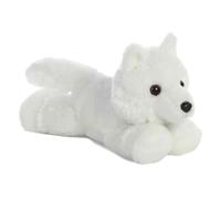 Aurora World White Wolf Plush | Compact tummy-lying animals with bean-filled stability