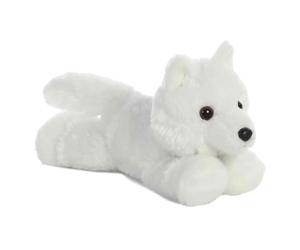 Aurora World White Wolf Plush | Compact tummy-lying animals with bean-filled stability