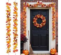 AuroraAria 2 Pack Artificial Fall Maple Leaf Garland, 11.8 FT, 72 Leaves