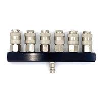 Aurorad 6 WAY MANIFOLD Pneumatic Quick Coupling European Style Air Hose Quick Connector For Air Compressor