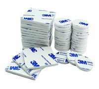 Aurorali 50 Pcs Double Sided Sticky Pads White, Adhesive Foam Pads Mounting Pads Tape, Squares and Round