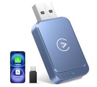 AuroraLink Wireless Carplay Adapter & Android Auto Wireless Adapter 2-in-1 Fast & Stable Carplay Wireless Adapter Convert Wired to Wireless Car Play Adapter for iPhone 10+/Android 11+ (Blue)