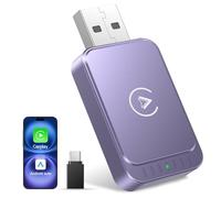 AuroraLink Wireless Carplay & Android Auto Wireless Adapter 2-in-1 Fast & Stable Carplay Wireless Adapter Convert Wired to Wireless Car Play Dongle for iOS 10+/Android 11+ (Purple)