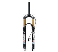 AuroraXQ 26/27.5/29 Inch Mountain Bike Air Suspension Front Forks Black, 140mm Travel 1 1/8 Straight Tube With Rebound Adjustment for MTB/AM/XC Bicycle(Black/Gold Remote Lock,26)