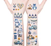 Auroriel 10 Sheets Happy Chanukka Temporary Tattoos Waterproof Festival Body Art Menorah Star of David Words Kids Adults Jewish Winter Party Decor Party Favors Gifts