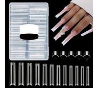 Auroriel 120 Pieces 3XL Extra Long Square Acrylic Nail Tips Without C-Curve Matte Half Coverage Transparent Soft Gel Tips for Extension 12 Sizes Reusable