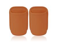 Auroriel 2 Pieces Car Cup Holders, Back Seat Clip, Large Cup and Bottle Holder, Multifunctional Door Pocket, Storage Organizer, Orange PU Leather