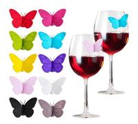 Auroriel 20 Pack Butterfly Wine 3D Magnetic Drink Markers Colorful Glass Identification Glass Markers Silicone Wine Charms for Weddings Birthdays Bar Parties