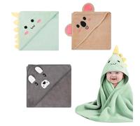 Auroriel 3 Piece Baby Hooded Towels 80 x 80 cm, Soft Towels for Toddlers and Newborns, Baby Bath Towel in Cyan, Dark Gray, and Coffee