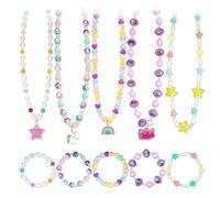 Auroriel 5 Jewelry for Little Girls Necklace Bracelet with Unicorn Rainbow Star Crown Pendant for Toddler Jewelry Princess Gifts for 3 4 5 6 7 8 Years