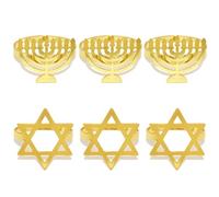 Auroriel 6 Piece Napkin Ring Set with Star of David and Menorah, Chanukah Passover Decoration, Jewish Holiday Ensemble, Festive Table Decoration Gift Idea for Housewarmin