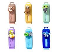 Auroriel 6 Pieces Pencil-Shaped Erasers, Creative Retractable Erasers with Shan Hai Jing Design for Kids, Artists, School, Office, Drawing and Sketching.