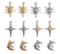 Auroriel 60-Piece Set Heavenly Charms, Gold & Silver Moon, Stars, Sun with Opal Beads, DIY Jewelry Making Supplies for Necklaces, Earrings, Bracelets