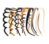 Auroriel 7-Piece Zigzag Claw Comb Headband for Women Girls, Plastic Curly with Teeth, Comfortable Square Headband for Glasses Wearers, 90s (Light Brown)