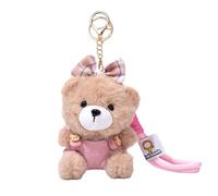 Auroriel Little Bear with Pink Tableware Cute Keychain Plush Bear Keyring Gift for Handbag Wallet Backpack Pendant, Accessories, Decoration