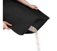 Aurorique Cat Litter Mat (31.5" x 23.1") - Large, Double-Layer, Non-Toxic, Easy Clean, Durable, Black