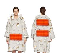 AURORRAN Heated Wearable Blanket Hoodie Oversized Large Flannel Sherpa Blanket Hoodie Sweatshirt Soft Cozy Warm Safety Low Voltage (NO.4)