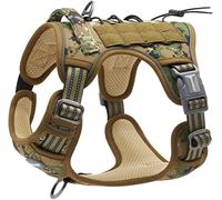 Auroth Tactical Anti Pull Dog Harness Adjustable Breathable Pet Vest Harness for Medium Large Dog Reflective Dog Harness Military Materials Size M, Woodland Camouflage