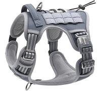 Auroth Tactical Anti Pull Dog Harness Adjustable Breathable Pet Vest Harness for Small Medium Large Dog Reflective Dog Harness Military Materials Size M, Grey